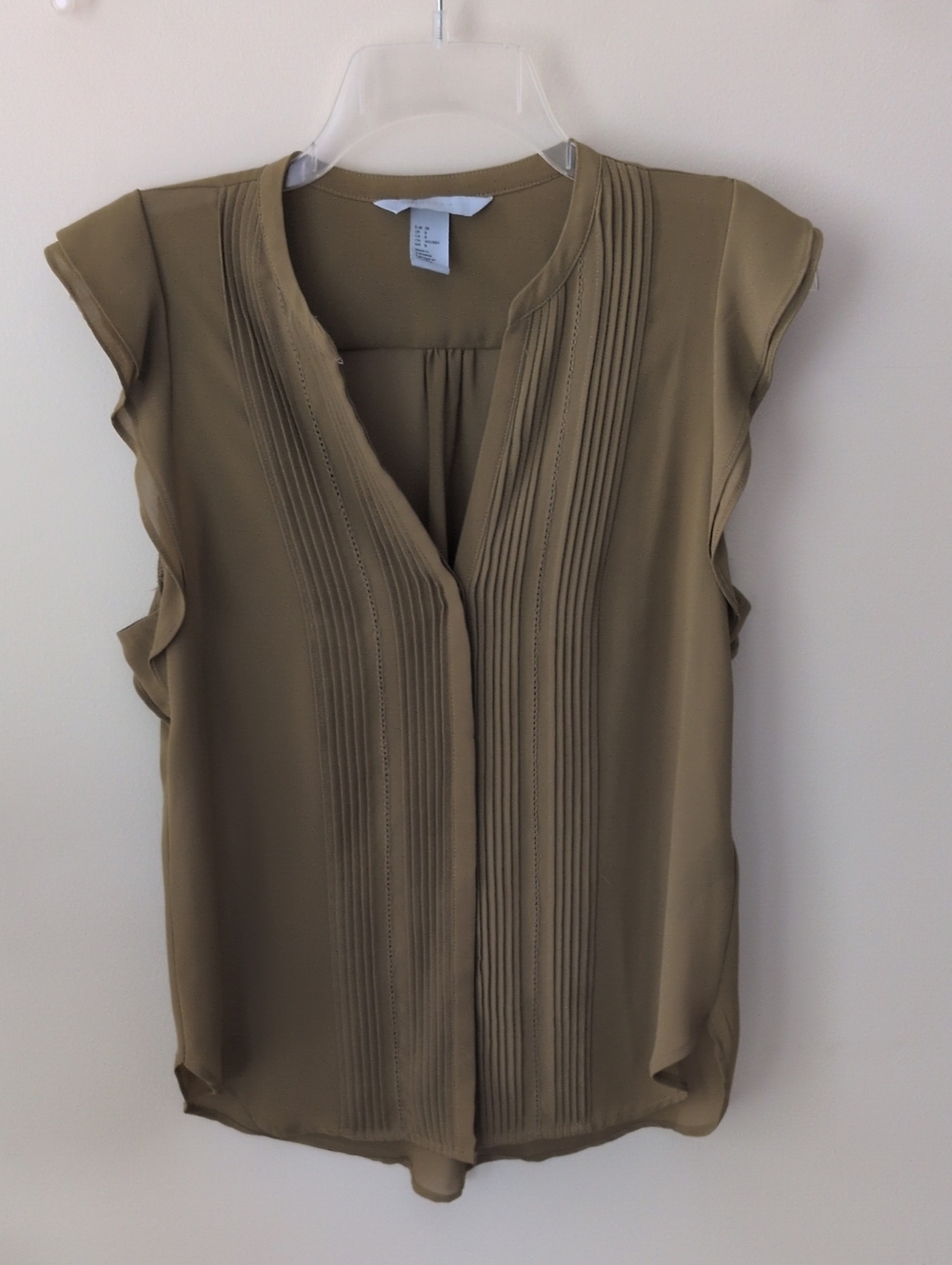 H&M Olive Cap Flutter Sleeve Blouse